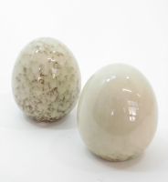 Keramik-Ei glasiert, H 8cm braun/creme 614687-62